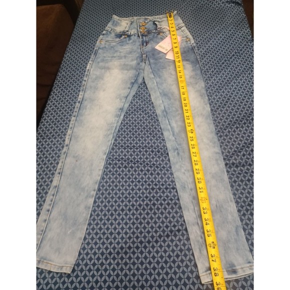 WAIST 28" SIZE 7 JEANS STRETCH DENIM BLUE  H4 CUTIE 1409 , SKINNY, REGULAR SIZE - Picture 9 of 11